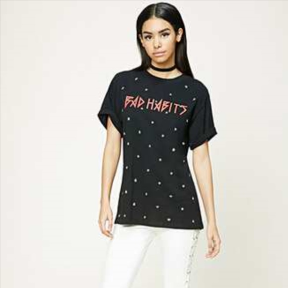#T43 NWOT FOREVER 21 BAD HABITS TEE - Picture 2 of 8